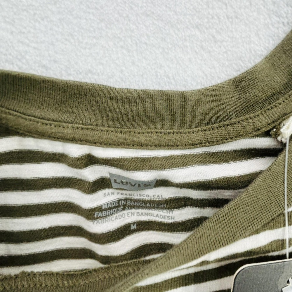 Levi's Shirt Womens Medium Green White Striped Short Sleeve Crewneck Tee NEW - Picture 8 of 16